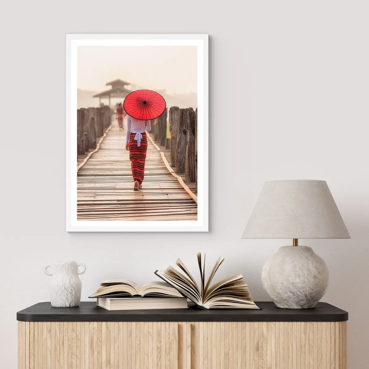 Poster in einem weißen Rahmen - Auf der alten Brücke - 61x91 cm