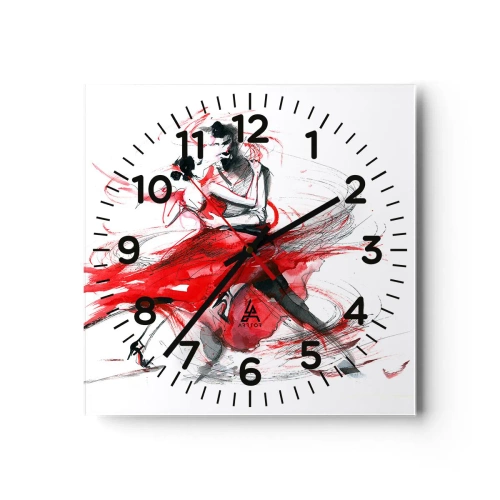 Wanduhr - Glasuhr - Tango – der Rhythmus der Leidenschaft - 40x40 cm