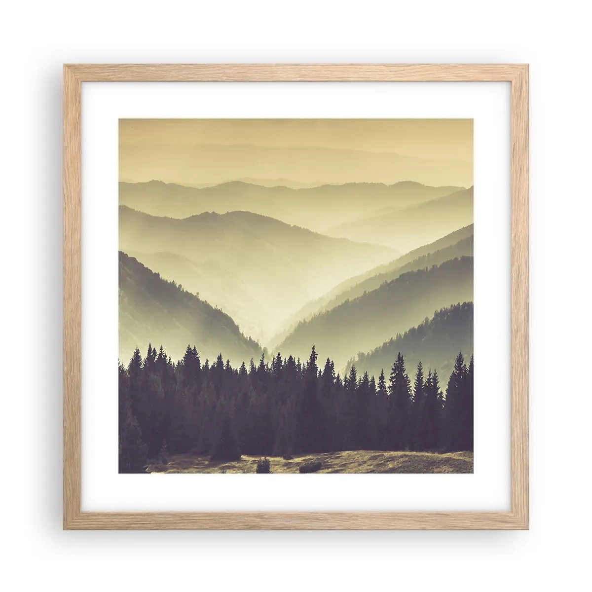 Poster in einem Rahmen aus heller Eiche - Hinter den sieben Bergen ... - 40x40 cm