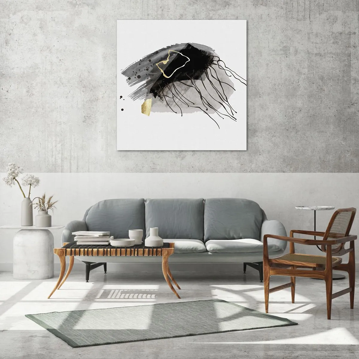 Glasbild - Bild auf glas - In Schwarz und Gold - 60x60 cm