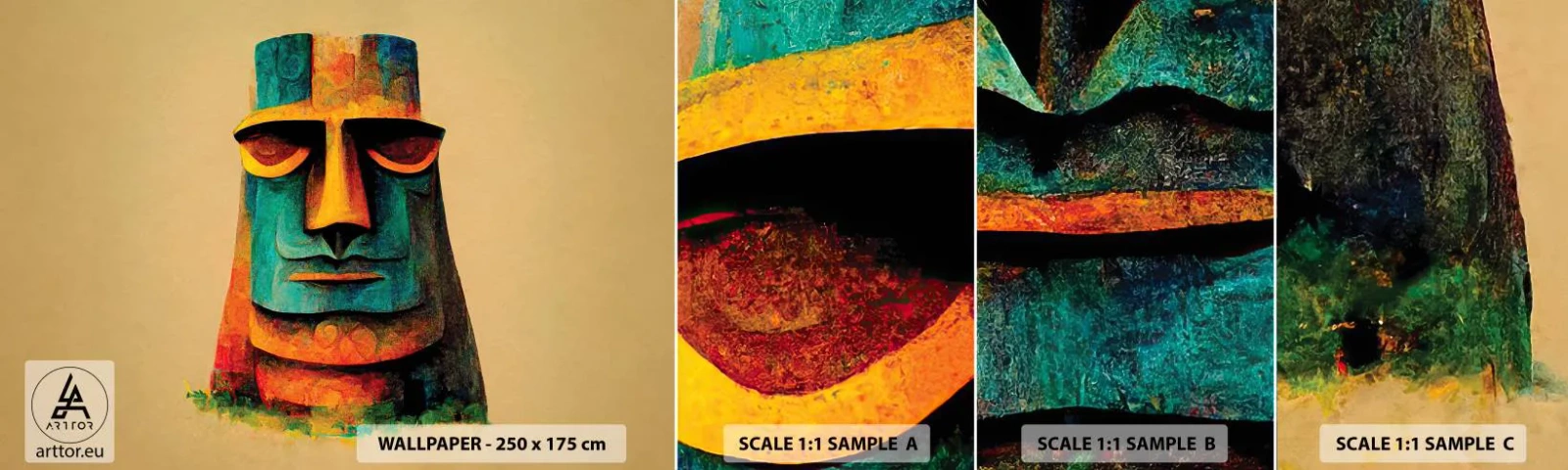 Fototapeten Muster Selbstklebend Deluxe Sticker - Statuenhaft und sympathisch - Statue, Skulptur, Stück - 100x30 cm