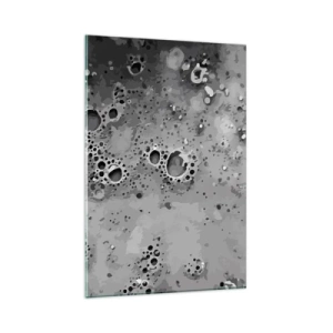 Glasbild - Bild auf glas - Abstraktes schwarz-weißes Blasenmuster - 80x120cm - Wie eine Mondlandschaft - Moderne Wanddekoration für Wohnzimmer und Schlafzimmer ARTTOR