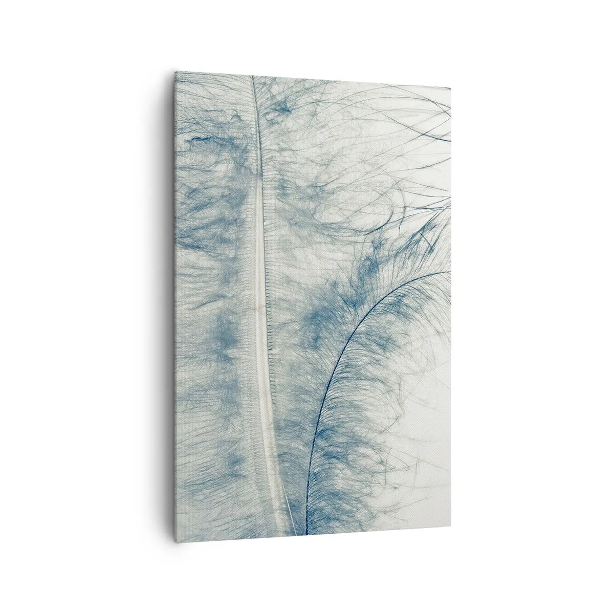 Bild auf Leinwand - Leinwandbild - Eine zarte Feder in Pastelltönen auf hellem Untergrund - 80x120cm - Flüstern der Natur - Moderne Wanddekoration für Wohnzimmer und Schlafzimmer ARTTOR