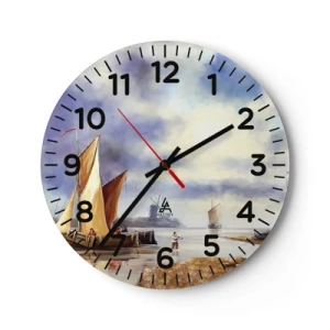 Wanduhr - Glasuhr - Die Rückkehr der Seeleute - 40x40 cm