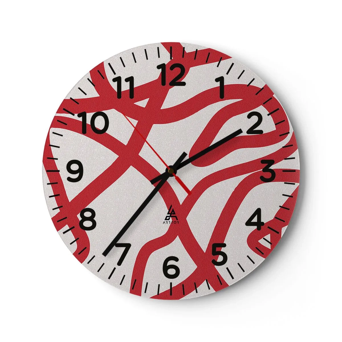 Wanduhr - Glasuhr - Rot auf Weiß - 40x40 cm
