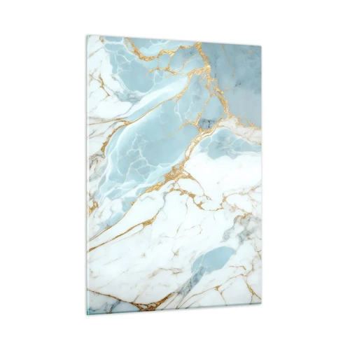 Glasbild - Bild auf glas - Abstrakter Marmor in Blau- und Goldtönen - 50x70cm - Reichtum des Steins - Moderne Wanddekoration für Wohnzimmer und Schlafzimmer ARTTOR