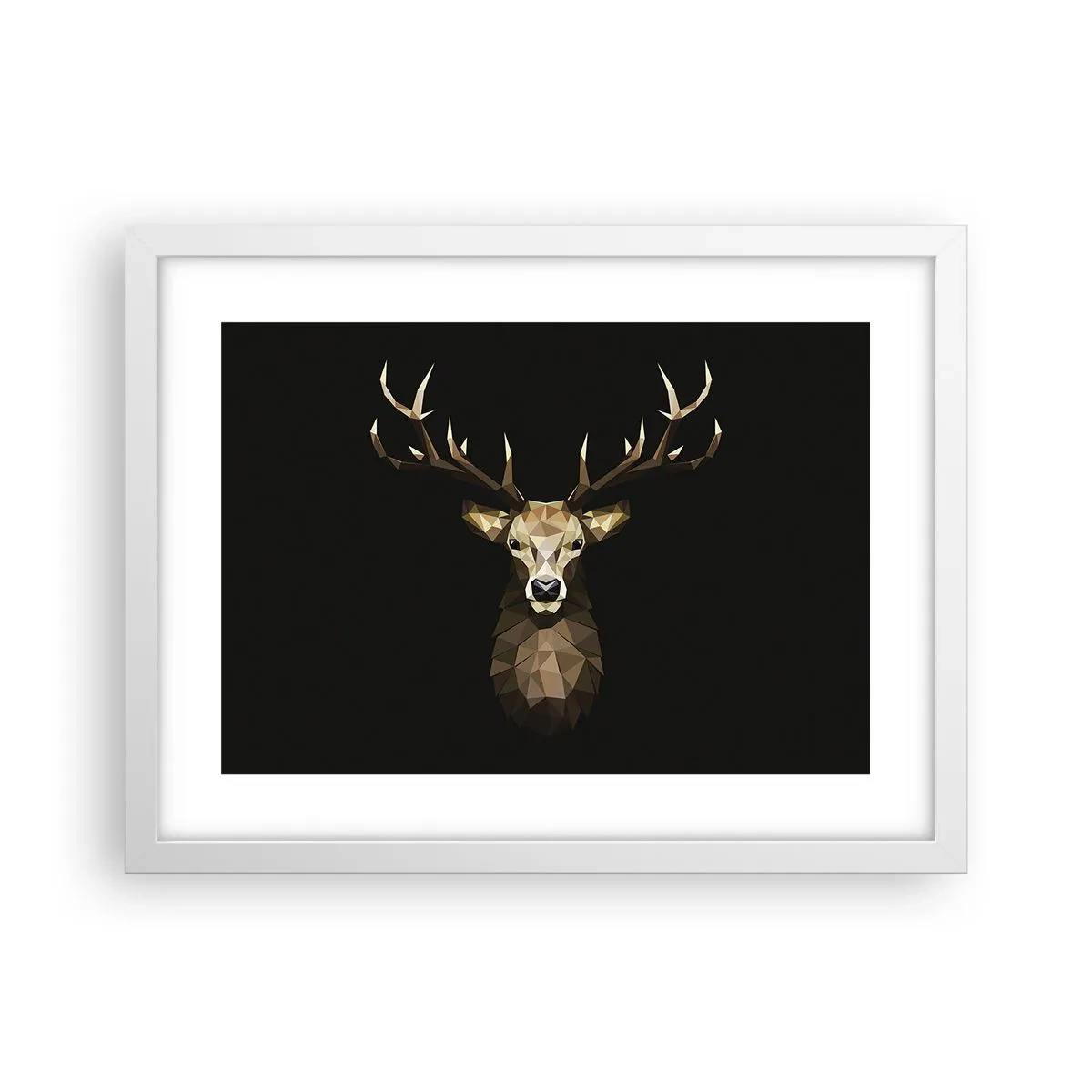 Poster in einem weißen Rahmen - Kubistischer Hirsch - 40x30 cm