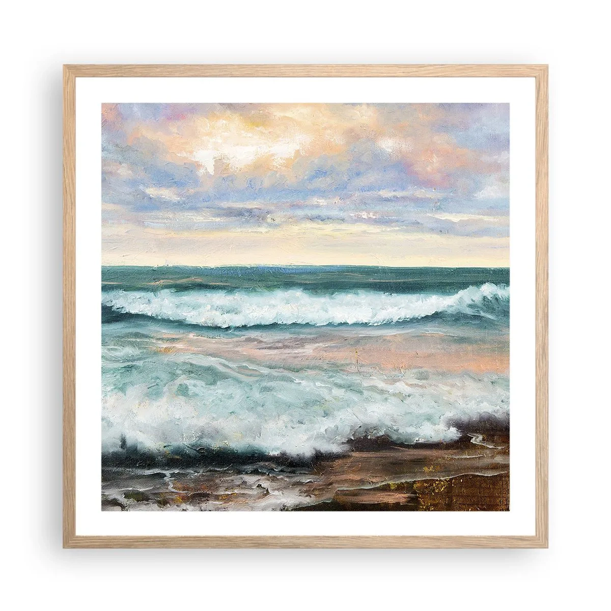 Poster in einem Rahmen aus heller Eiche - Hier werden Sie Ihre Seele baumeln lassen - 60x60 cm