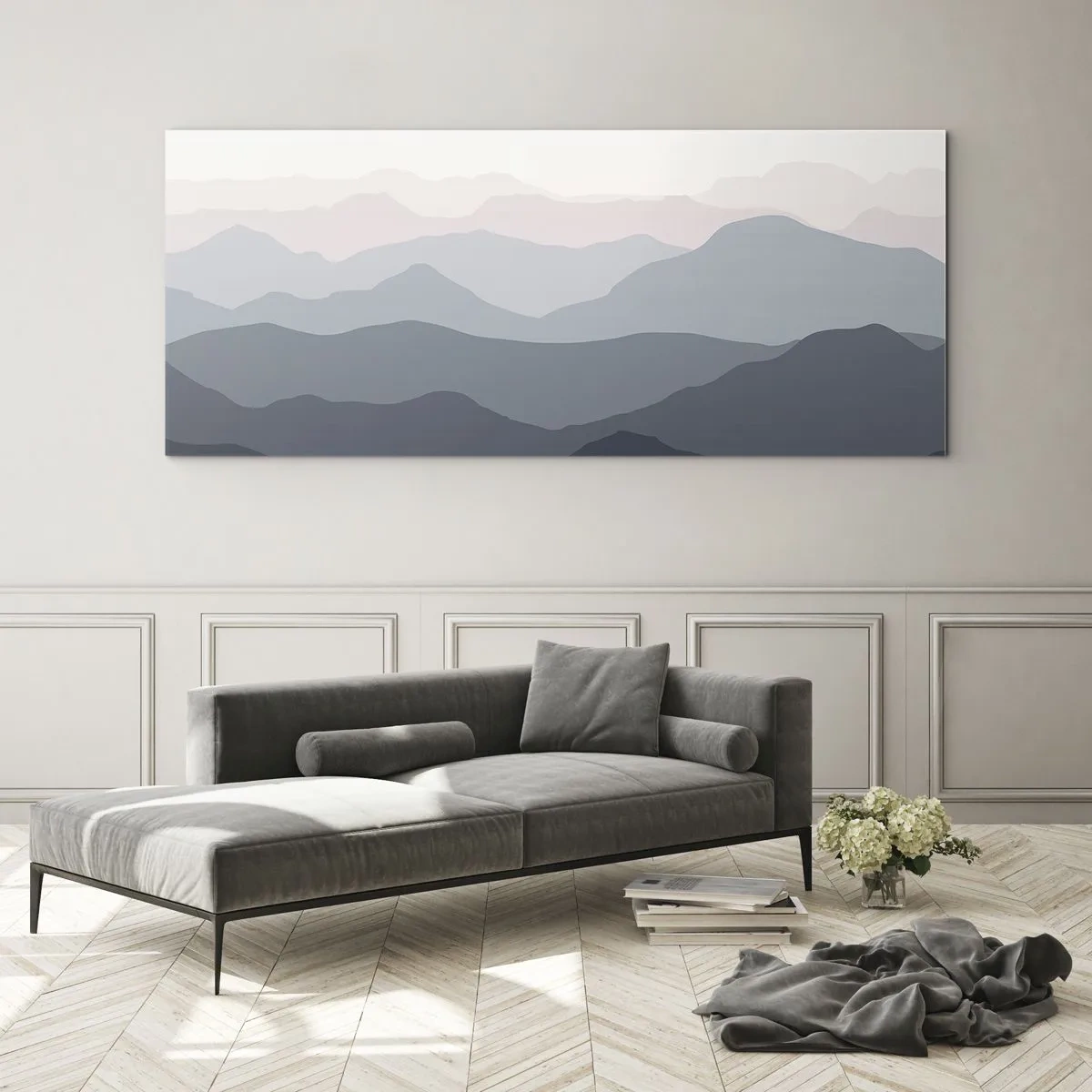 Glasbild - Bild auf glas - Wellen der Berge - 100x40 cm