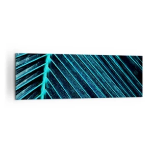 Bild auf Leinwand - Leinwandbild - Makrofotografie eines Blattes in Türkis- und Marineblautönen - 160x50cm - Grüne Textur - Moderne Wanddekoration für Wohnzimmer und Schlafzimmer ARTTOR