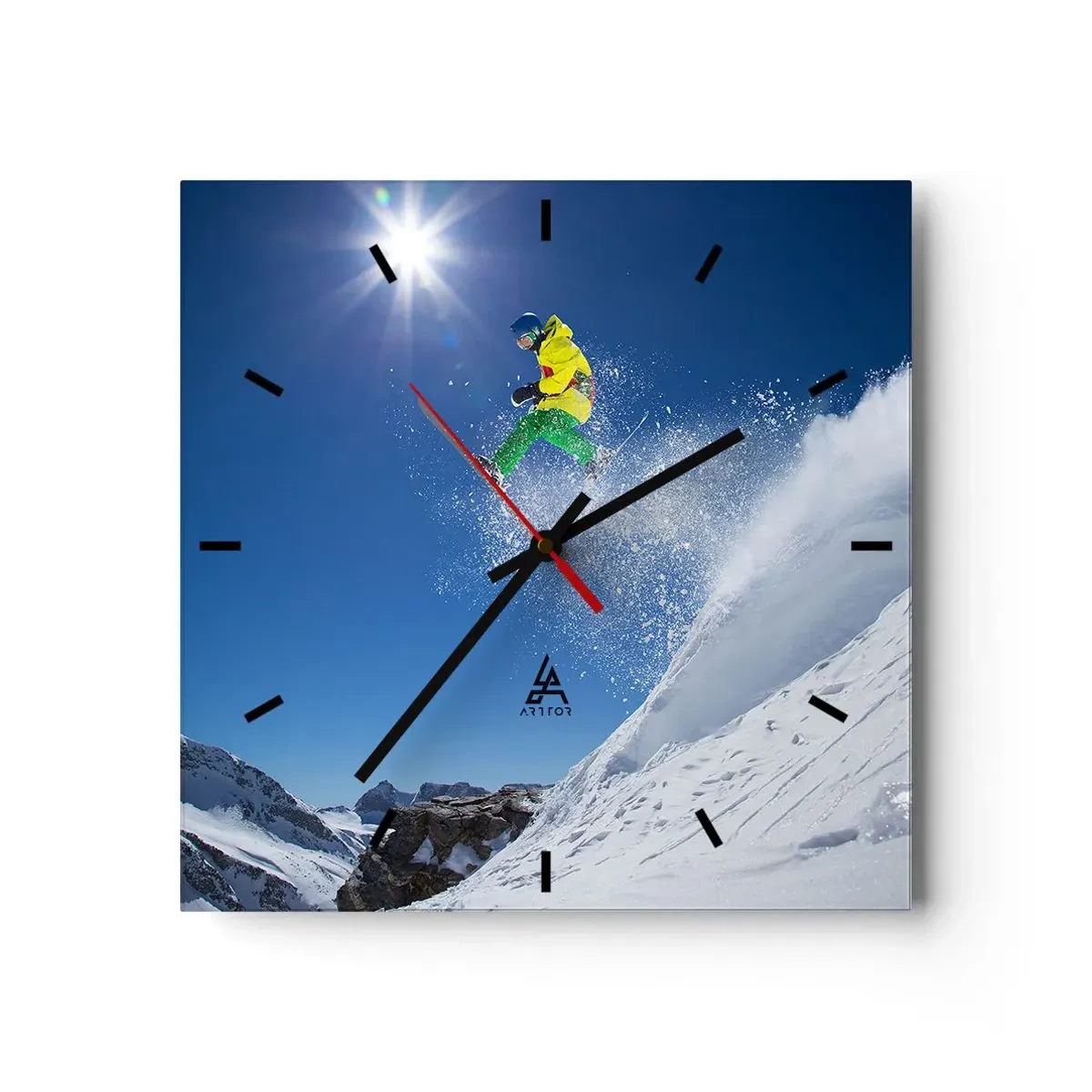 Wanduhr - Glasuhr - Tanzen mit den Bergen - 40x40 cm