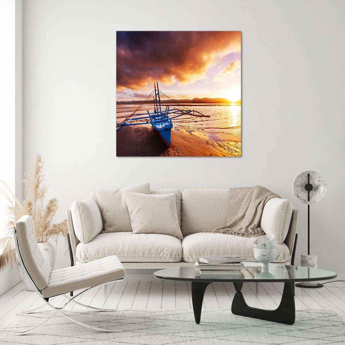 Glasbild - Bild auf glas - Nach einem Tag sich im Sand ausstrecken - 40x40 cm