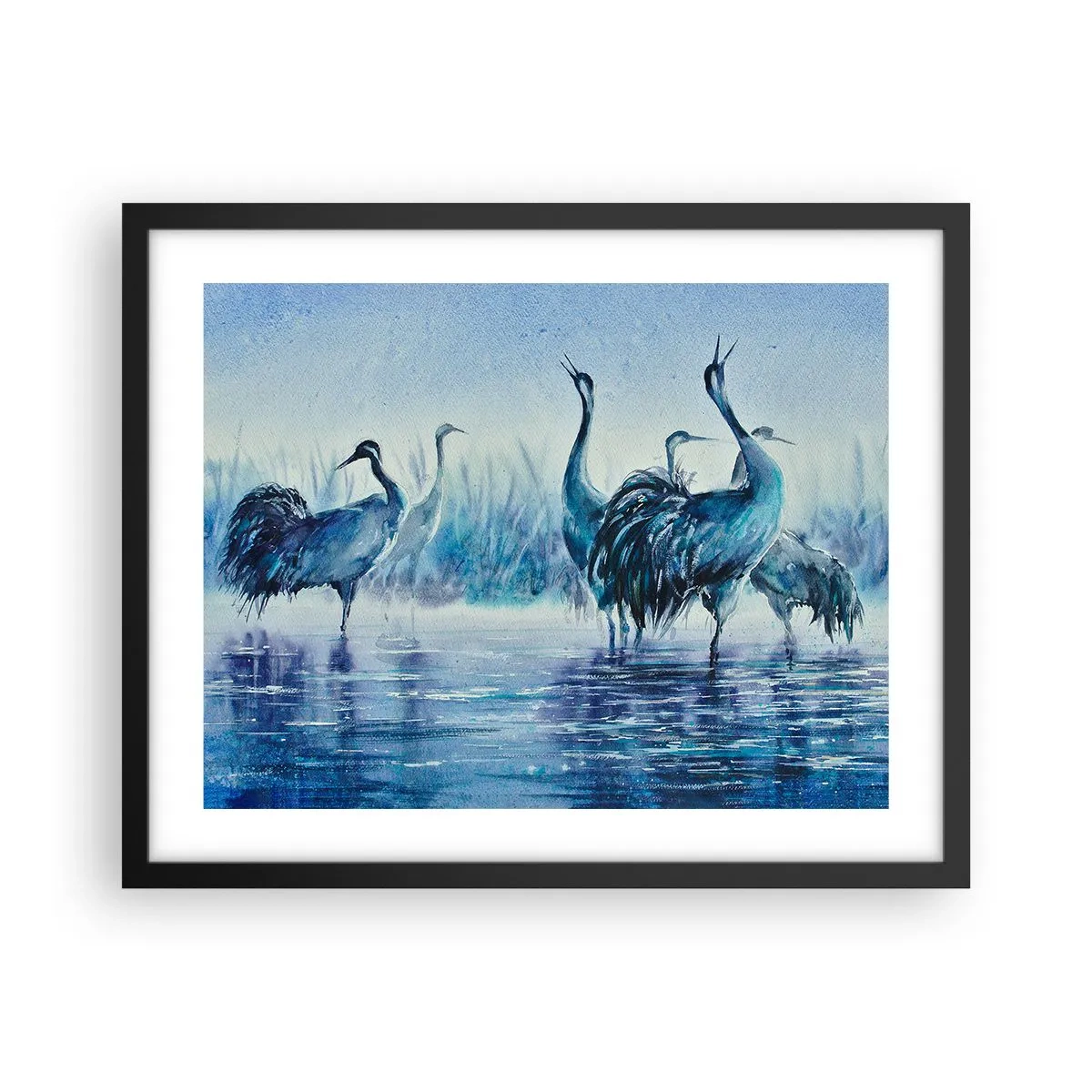 Poster in einem schwarzem Rahmen - Morgentliches Treffen - 50x40 cm