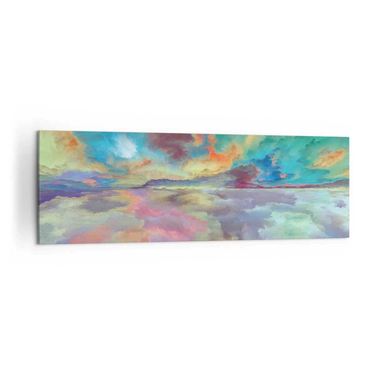 Bild auf Leinwand - Leinwandbild - Bunte Wolkenlandschaft im abstrakten Stil - 160x50cm - Zwei Himmel - Moderne Wanddekoration für Wohnzimmer und Schlafzimmer ARTTOR