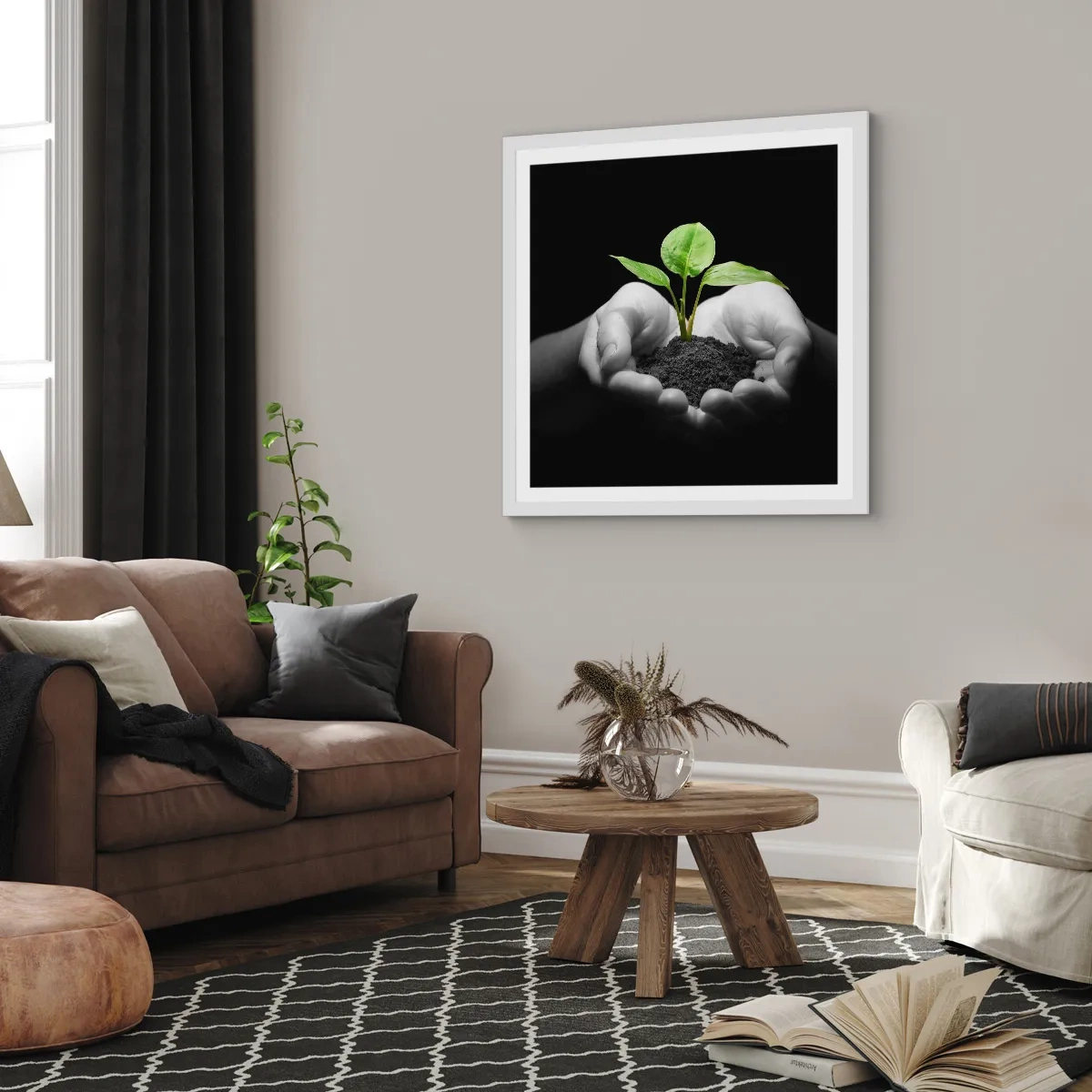 Poster in einem weißen Rahmen - Ich liebe die Natur, ich beschütze sie - 40x40 cm