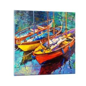 Glasbild - Bild auf glas - Auf Wasser dick mit Farben - 30x30 cm
