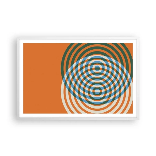 Poster in einem weißen Rahmen - Abstrakte kreisförmige Variation - 91x61 cm