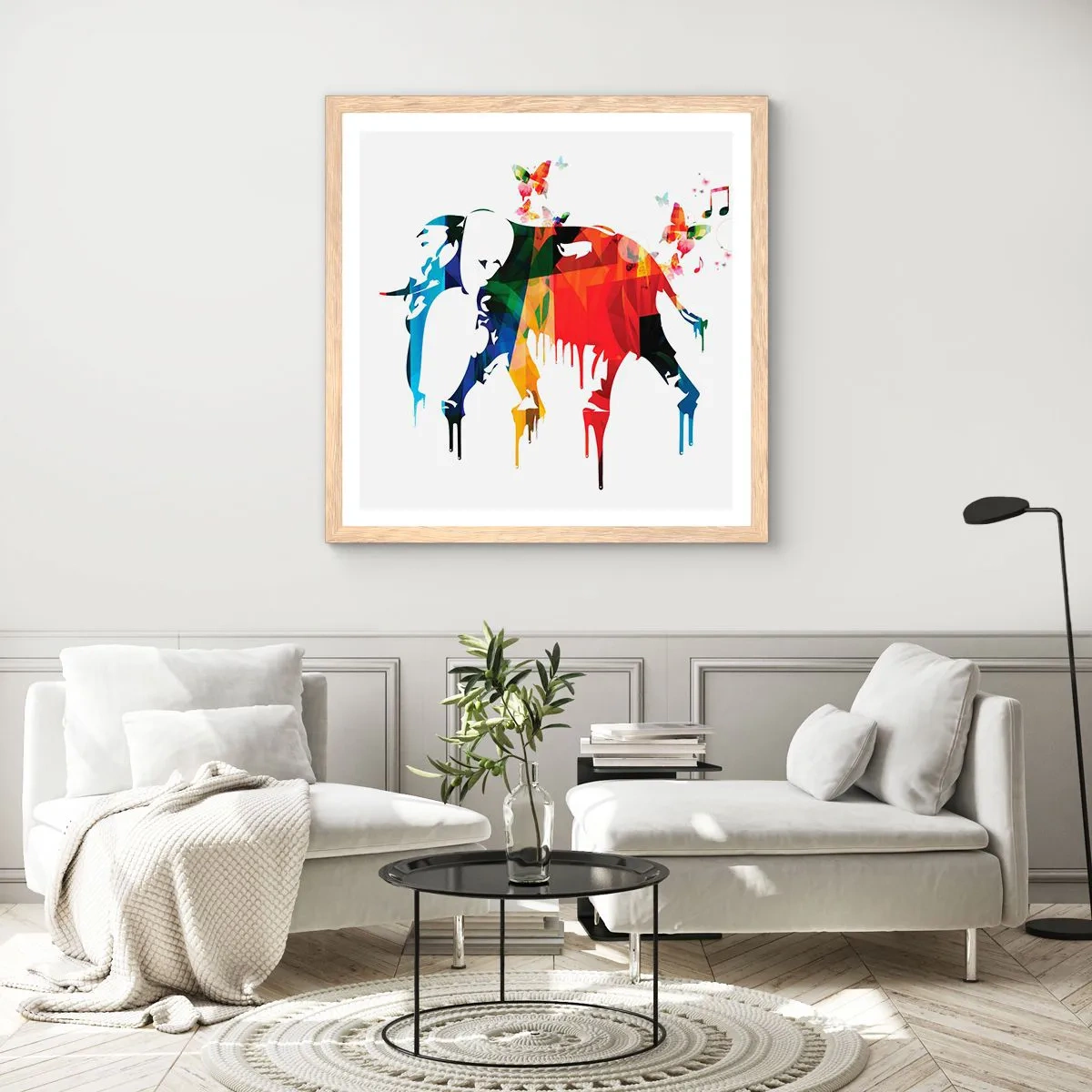 Poster in einem Rahmen aus heller Eiche - Jeder kann tanzen - 40x40 cm