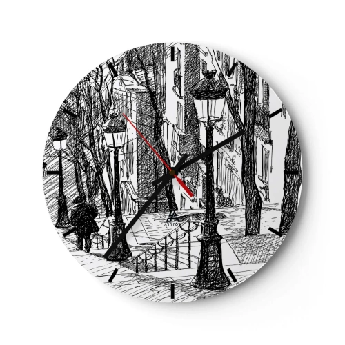 Wanduhr - Glasuhr - Liebesgeschichte oder Horrorgeschichte? - 40x40 cm