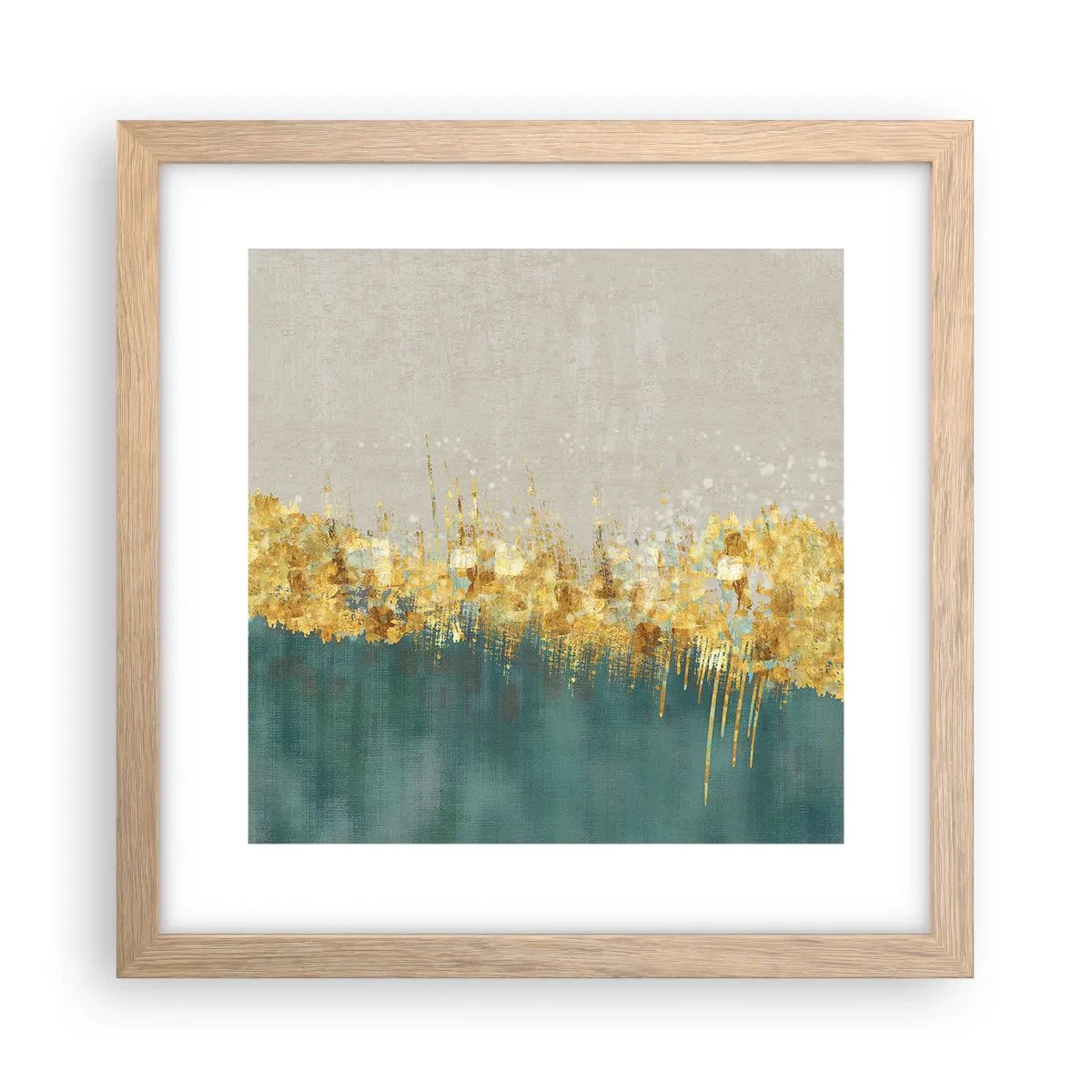 Poster in einem Rahmen aus heller Eiche - Goldener Rand - 30x30 cm