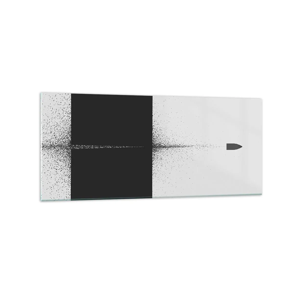Glasbild - Bild auf glas - Ein symbolisches Projektil im minimalistischen, abstrakten Stil. - 120x50cm - Direkt zum Ziel - Moderne Wanddekoration für Wohnzimmer und Schlafzimmer ARTTOR