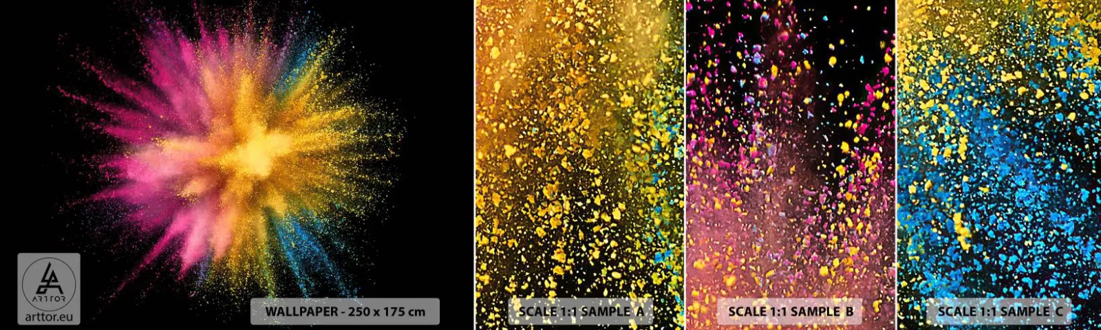 Fototapeten Muster Selbstklebend Deluxe Sticker - Die Geburt der Farben - Abstraktion, Stück, Fantasie - 100x30 cm