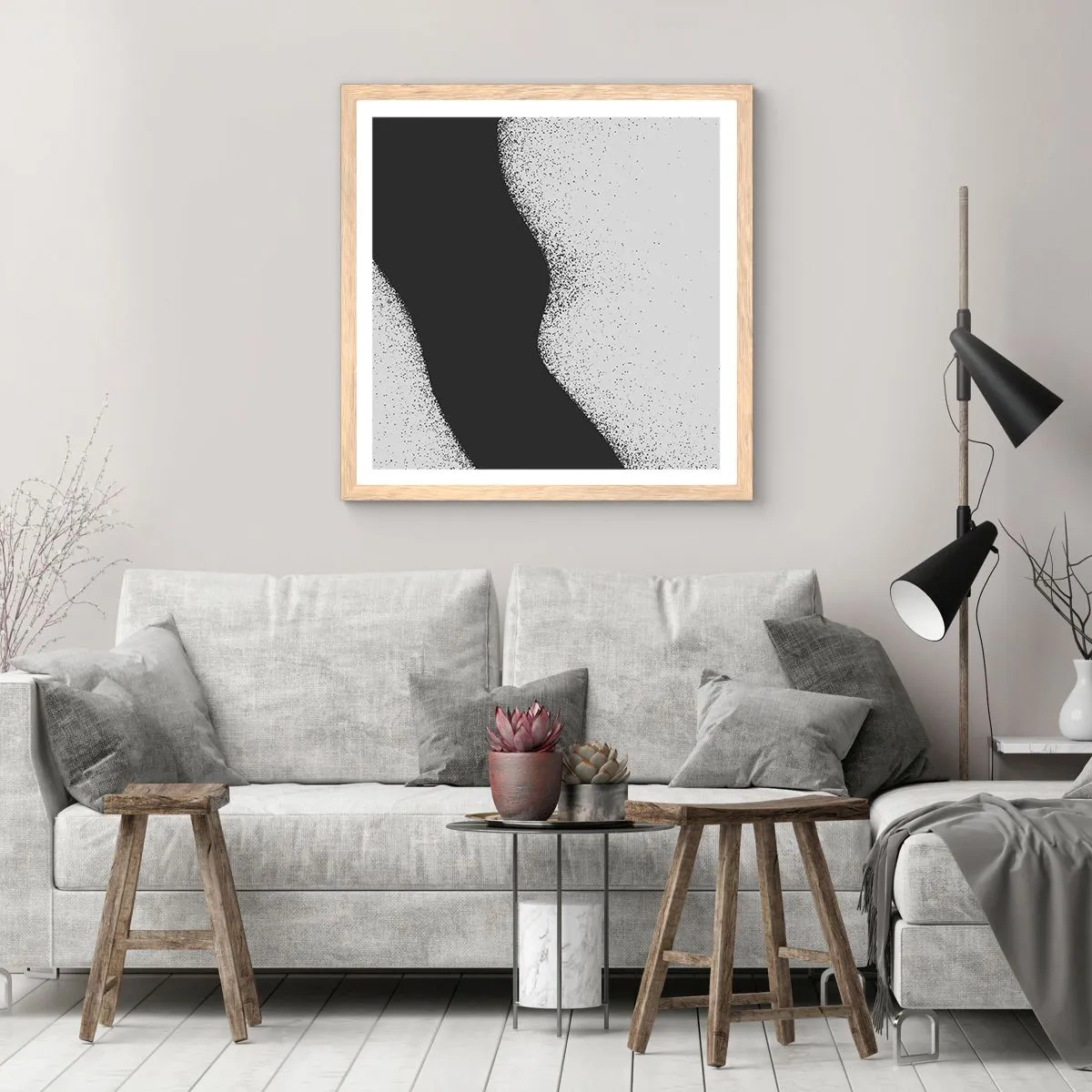 Poster in einem Rahmen aus heller Eiche - Flüssiges Gleichgewicht - 60x60 cm