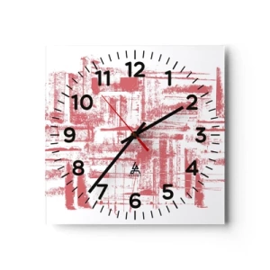Wanduhr - Glasuhr - Die rote Stadt - 40x40 cm