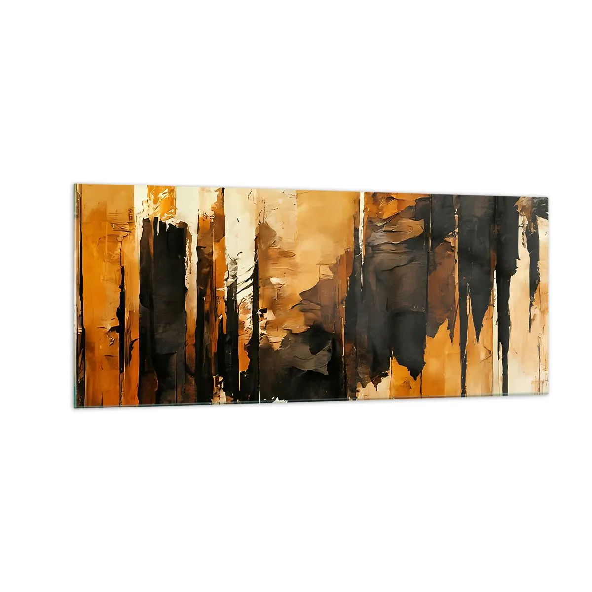 Glasbild - Bild auf glas - Harmonie von Schwarz und Gold - 100x40 cm