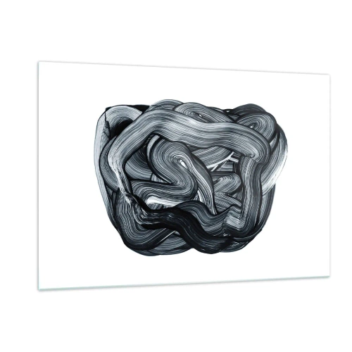 Glasbild - Bild auf glas - Schwarz-weiße Pinselstrich-Abstraktion - 120x80cm - Es ist nicht so einfach - Moderne Wanddekoration für Wohnzimmer und Schlafzimmer ARTTOR