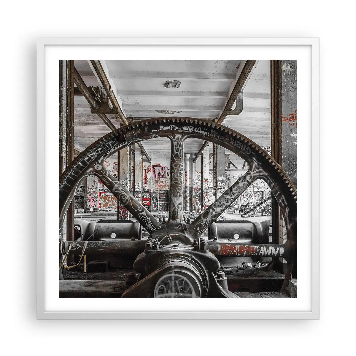 Poster in einem weißen Rahmen - Das geheime Leben der Fabrik - 60x60 cm