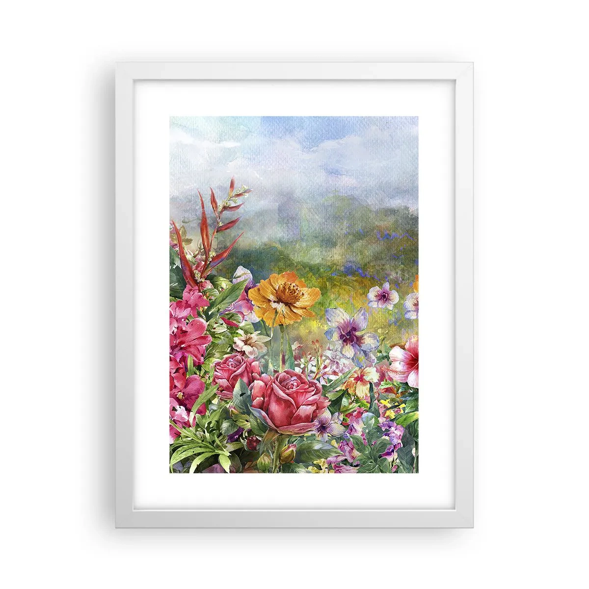 Poster in einem weißen Rahmen - Ein Garten, der verrückt geworden ist - 30x40 cm
