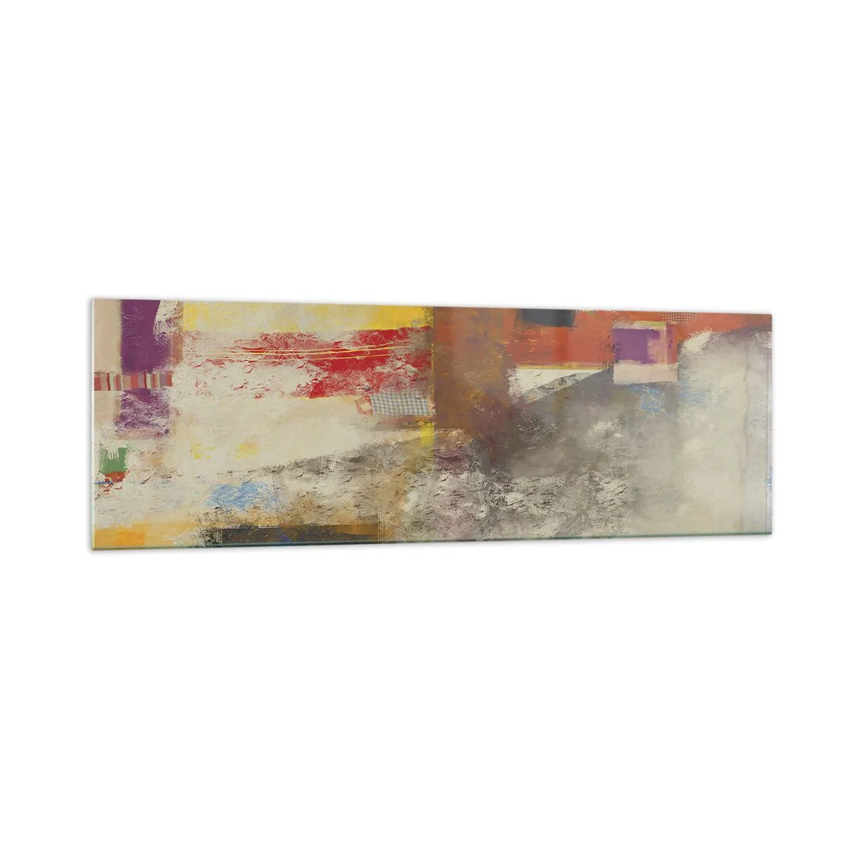 Glasbild - Bild auf glas - Bunte Abstraktion mit geometrischen Formen - 160x50cm - Geometrie der Farben - Moderne Wanddekoration für Wohnzimmer und Schlafzimmer ARTTOR
