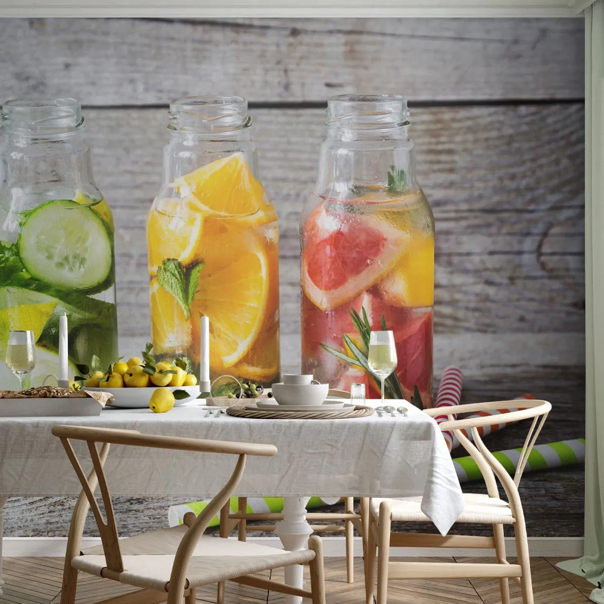 Maßgeschneiderte Fototapete Standard Eco - Von Natur aus gesund - Gastronomie, Fruchtiges Getränk, Obst