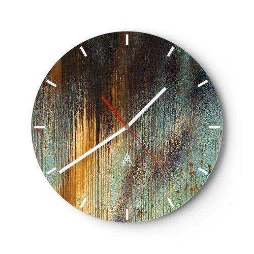 Wanduhr - Glasuhr - Eine nicht zufällige farbenfrohe Komposition - 40x40 cm