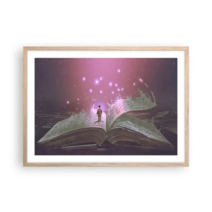 Poster in einem Rahmen aus heller Eiche - Einladung in eine andere Welt - lesen Sie! - 70x50 cm