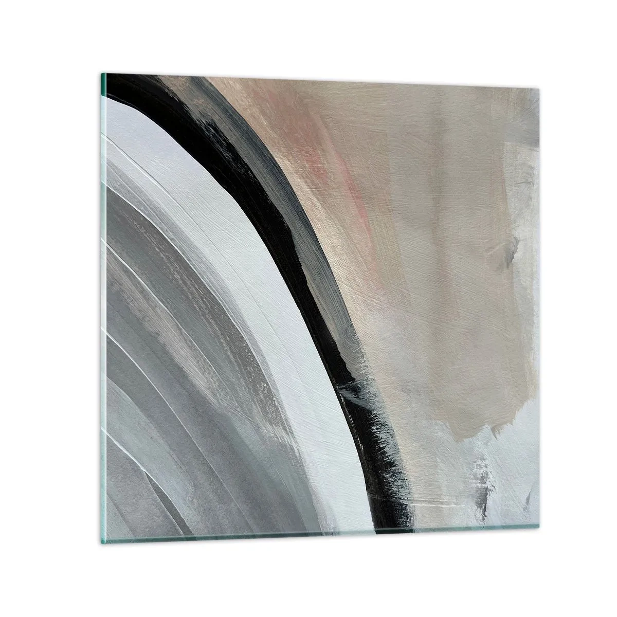 Glasbild - Bild auf glas - Komposition: Bogen aus Schwarz und Grau - 30x30 cm