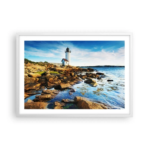 Poster in einem weißen Rahmen - Komm glücklich zurück, ich warte - 70x50 cm