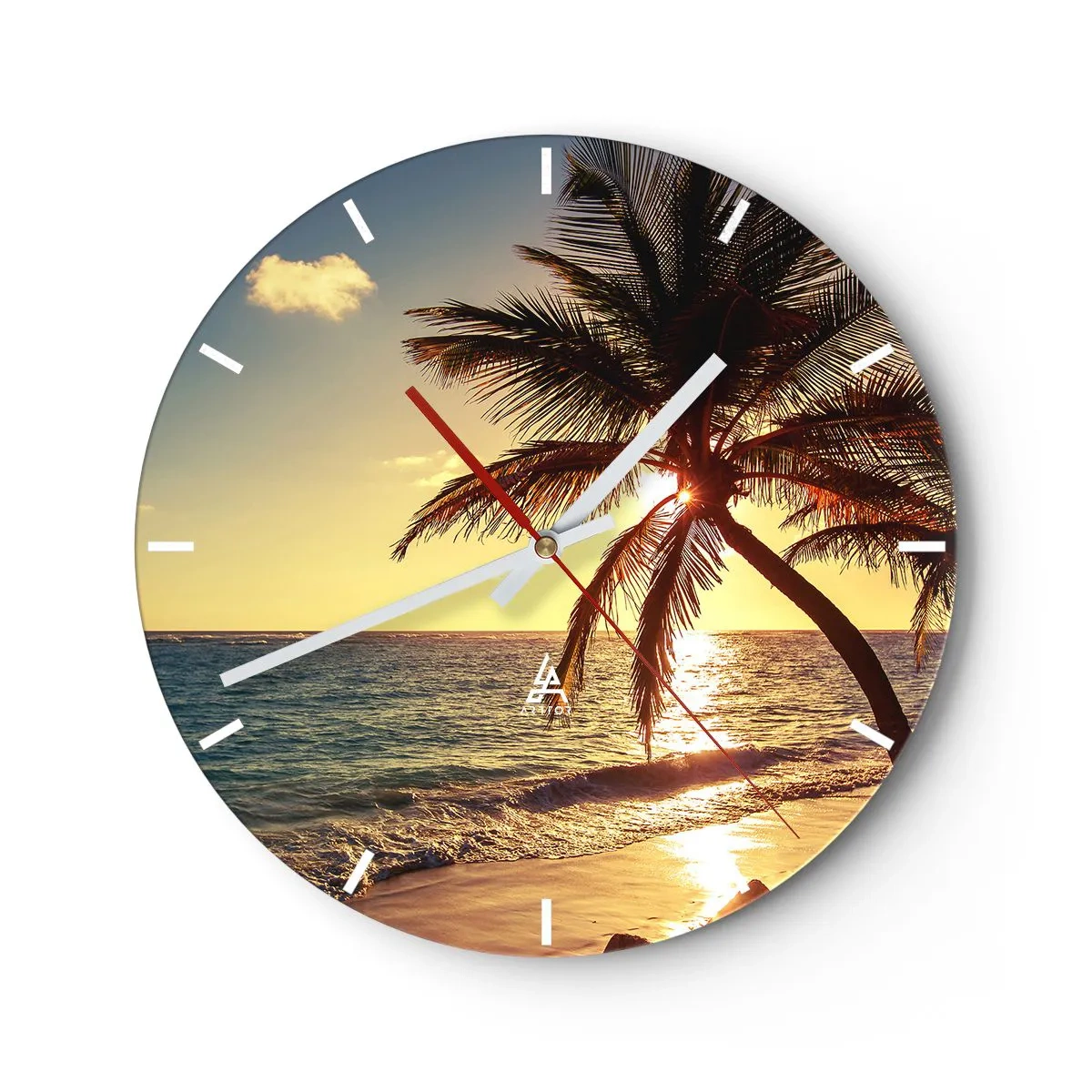 Wanduhr - Glasuhr - Sommer unter Palmen - 40x40 cm