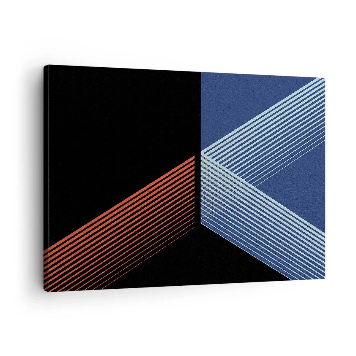 Bild auf Leinwand - Leinwandbild - Geometrische Linien in Rot- und Blautönen - 70x50cm - Eine einfache Geschichte - Moderne Wanddekoration für Wohnzimmer und Schlafzimmer ARTTOR