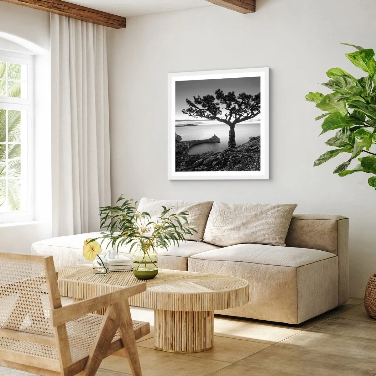 Poster in einem weißen Rahmen - Stille bis zum Horizont - 30x30 cm