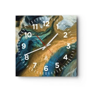 Wanduhr - Glasuhr - Blau - Gelb - gegenseitige Beeinflussung - 40x40 cm
