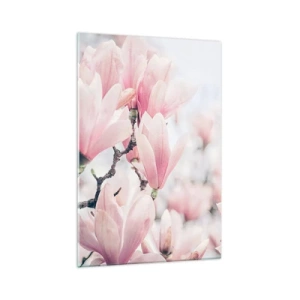 Glasbild - Bild auf glas - Dezente Magnolienblüten in zarten Rosatönen - 70x100cm - Das Ideal der Subtilität - Moderne Wanddekoration für Wohnzimmer und Schlafzimmer ARTTOR