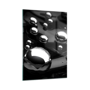 Glasbild - Bild auf glas - Metallische Tropfen auf einer schwarzen Oberfläche - 50x70cm - Aus der schwarzen Wassertiefe - Moderne Wanddekoration für Wohnzimmer und Schlafzimmer ARTTOR