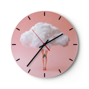 Wanduhr - Glasuhr - Beine in roten High Heels und eine Wolke statt eines Kopfes - 30x30cm - Süßes Versprechen - Moderne Wanddekoration für Wohnzimmer, Küche und Schlafzimmer ARTTOR