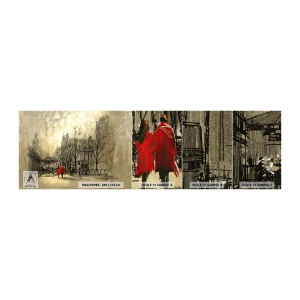 Fototapeten Muster Premium Sand - Ein Date im Londoner Nebel - Stadt, London, Die Architektur - 100x30 cm