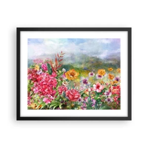 Poster in einem schwarzem Rahmen - Ein Garten, der verrückt geworden ist - 50x40 cm