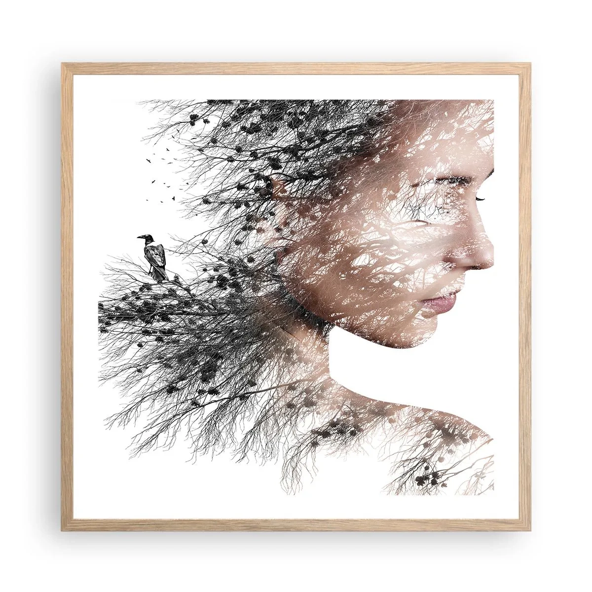 Poster in einem Rahmen aus heller Eiche - Der Geist des Waldes - 60x60 cm