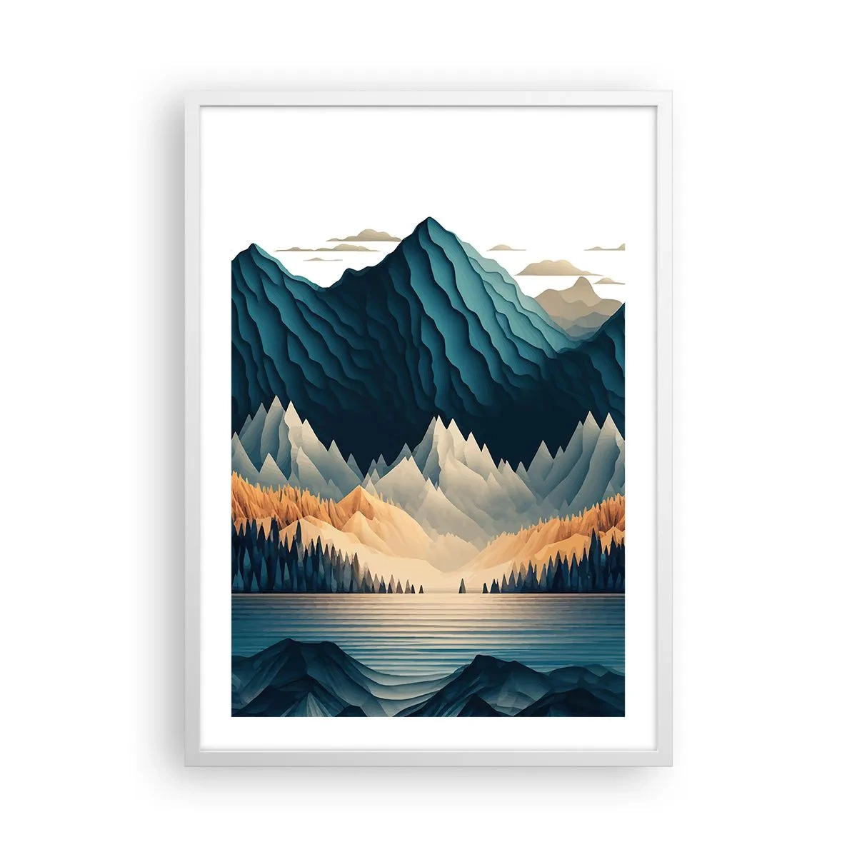 Poster in einem weißen Rahmen - Perfekte Berglandschaft - 50x70 cm
