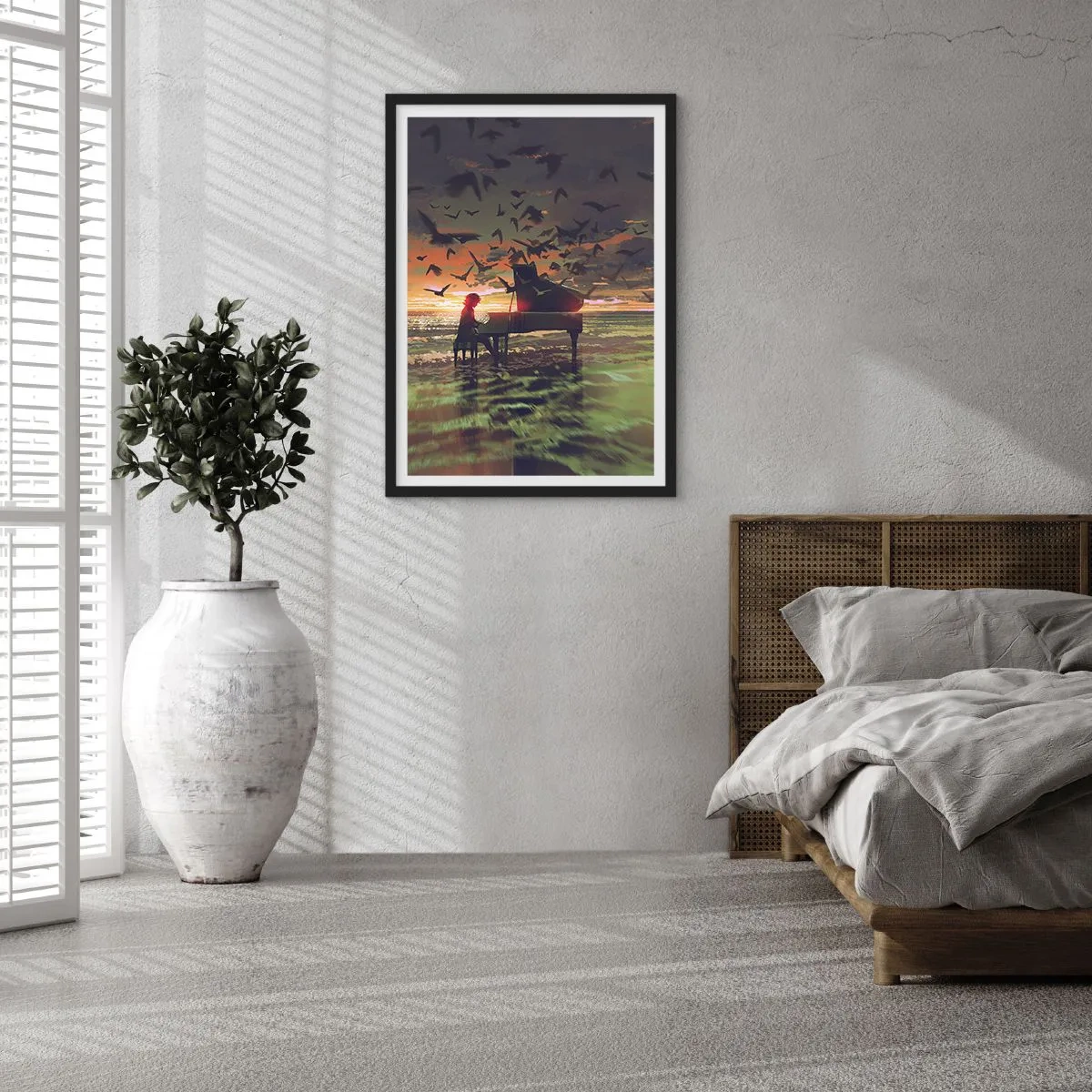 Poster in einem schwarzem Rahmen - Konzert für Klavier und Wellen - 40x50 cm